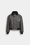 WASHED-OUT FAUX LEATHER JACKET