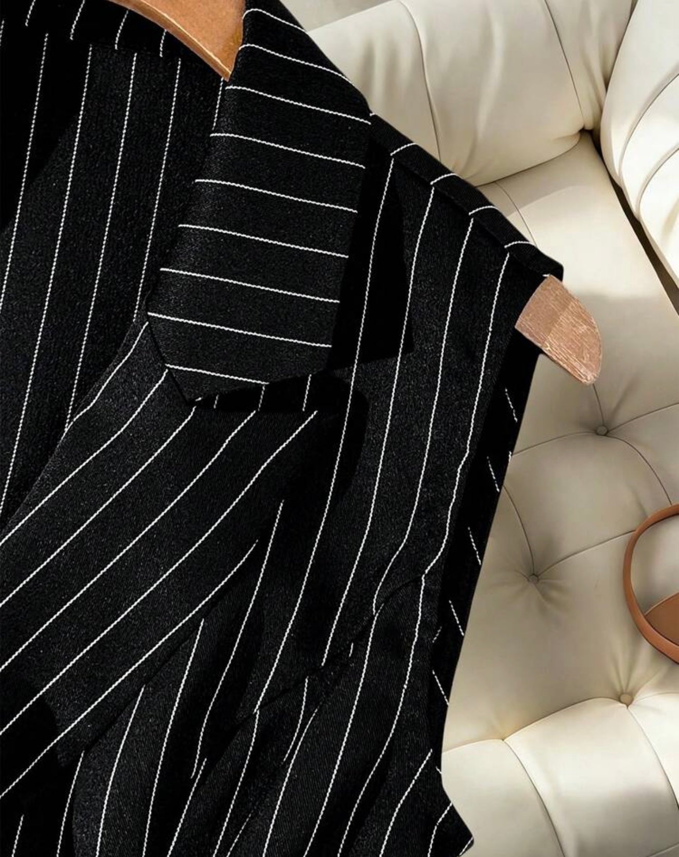GlowEve Women's Summer Casual/Office Commute Striped Print Peak Collar Buckle