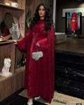 Shimmering Elegant Pleated Cloak Robe, Fashionable Reflective Fabric Evening Dress, Suitable For Various Parties And Celebrations, Women Robe Spring Red ^