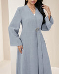 Elegant Metal Buckle Long Sleeve Abaya